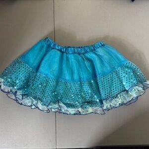 Costumes USA Kids Girls Size Small Blue Sequin Tulle Ruffle Skirt